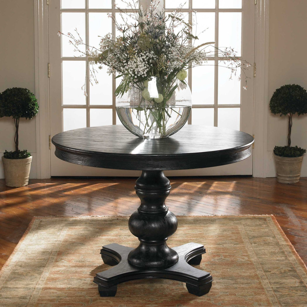 Black Baluster Round Dining Table by Uttermost Brynmore, alternate view 2