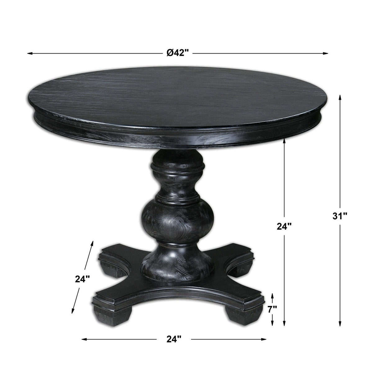 Black Baluster Round Dining Table by Uttermost Brynmore, alternate view 5