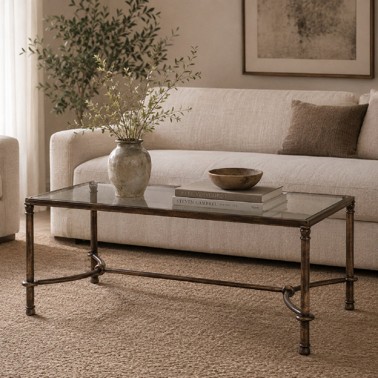 Bronze Framed Coffee Table by Uttermost Warring, alternate view 2