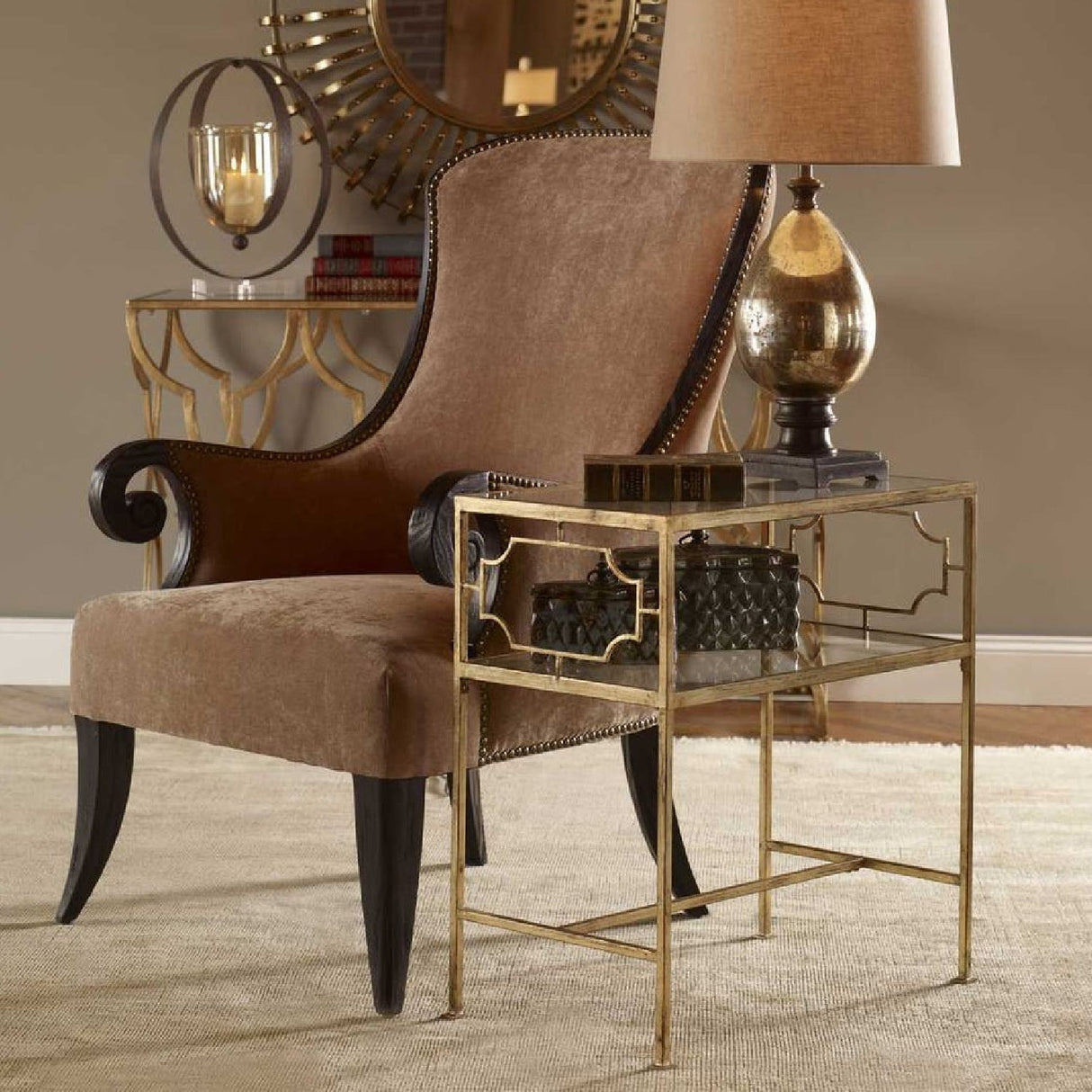 Gold Framed Side Table by Uttermost Genell, alternate view 2