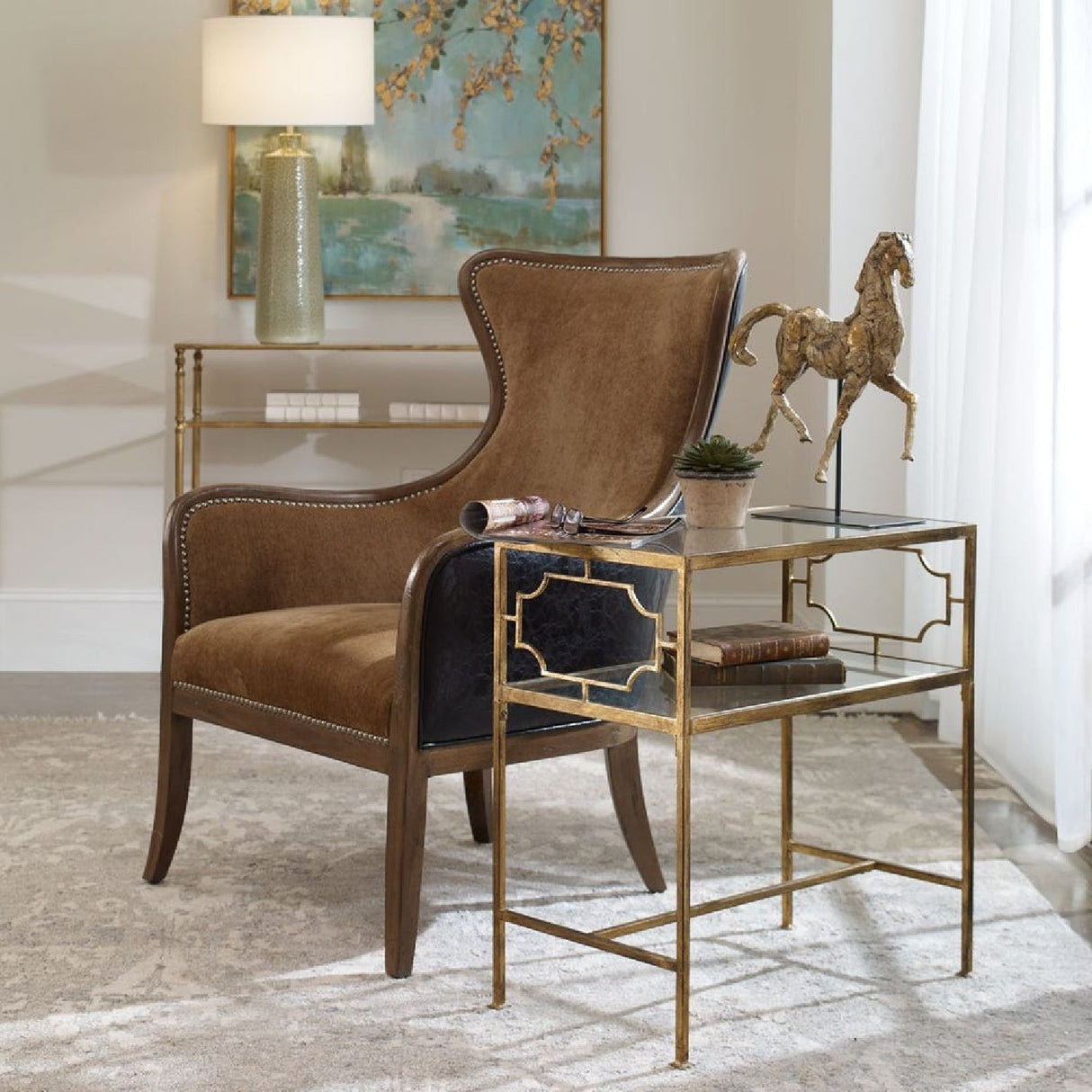 Gold Framed Side Table by Uttermost Genell, alternate view 6