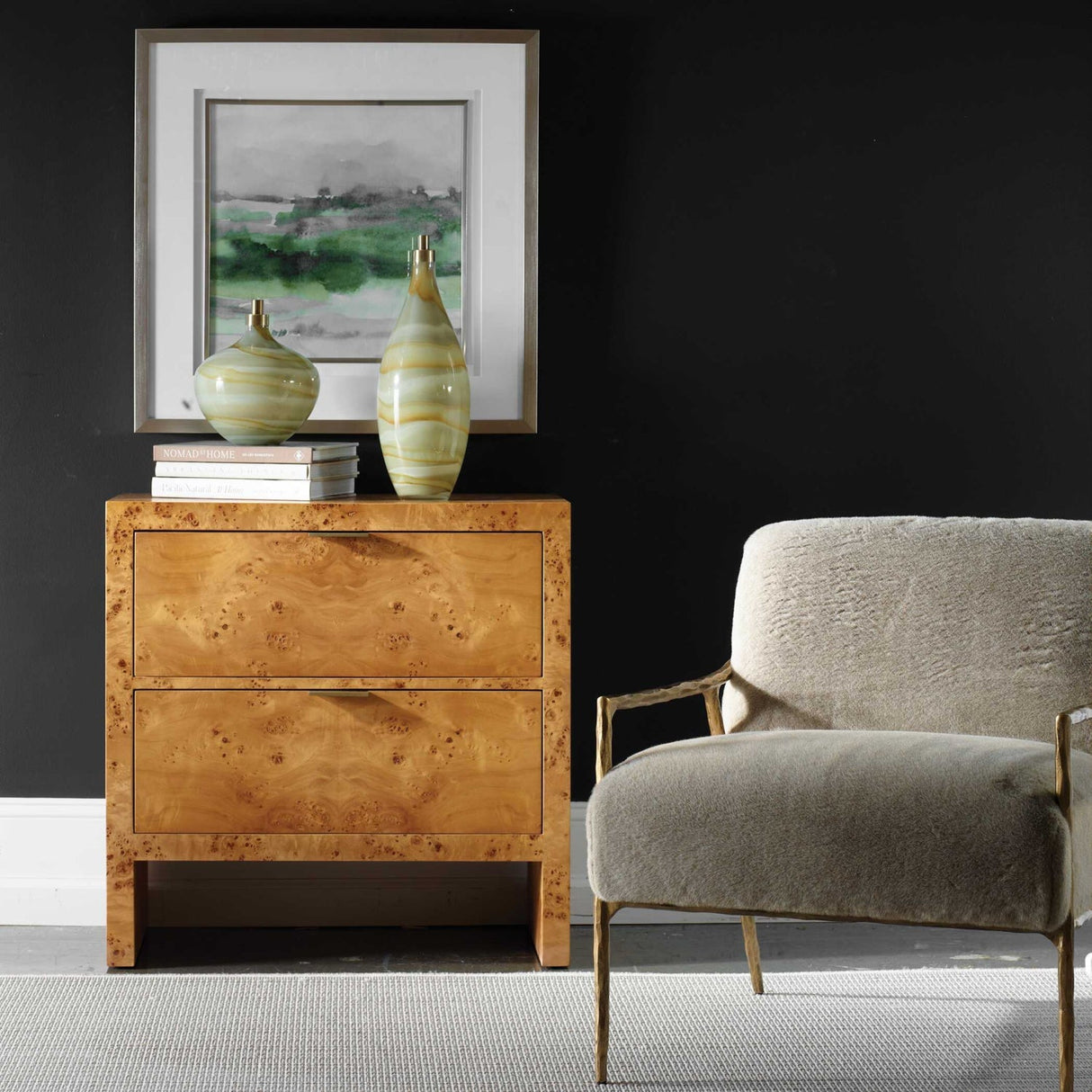 2-Drawer Burl Accent Chest by Uttermost Indus, alternate view 2