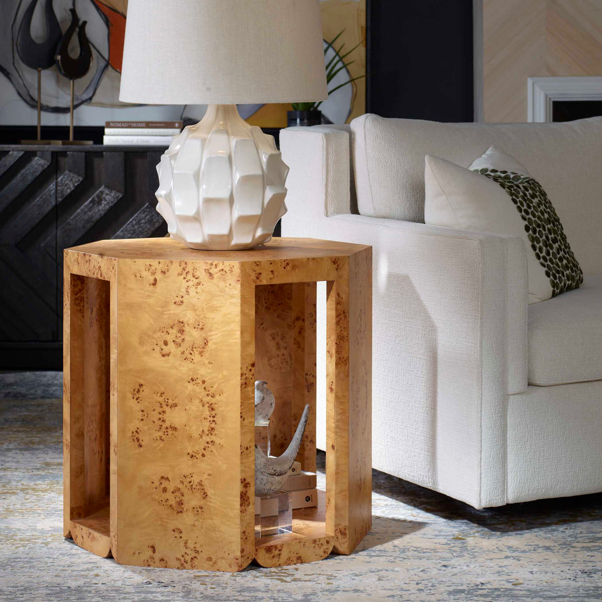 Octagonal Poplar Burl Side Table | Uttermost Indus