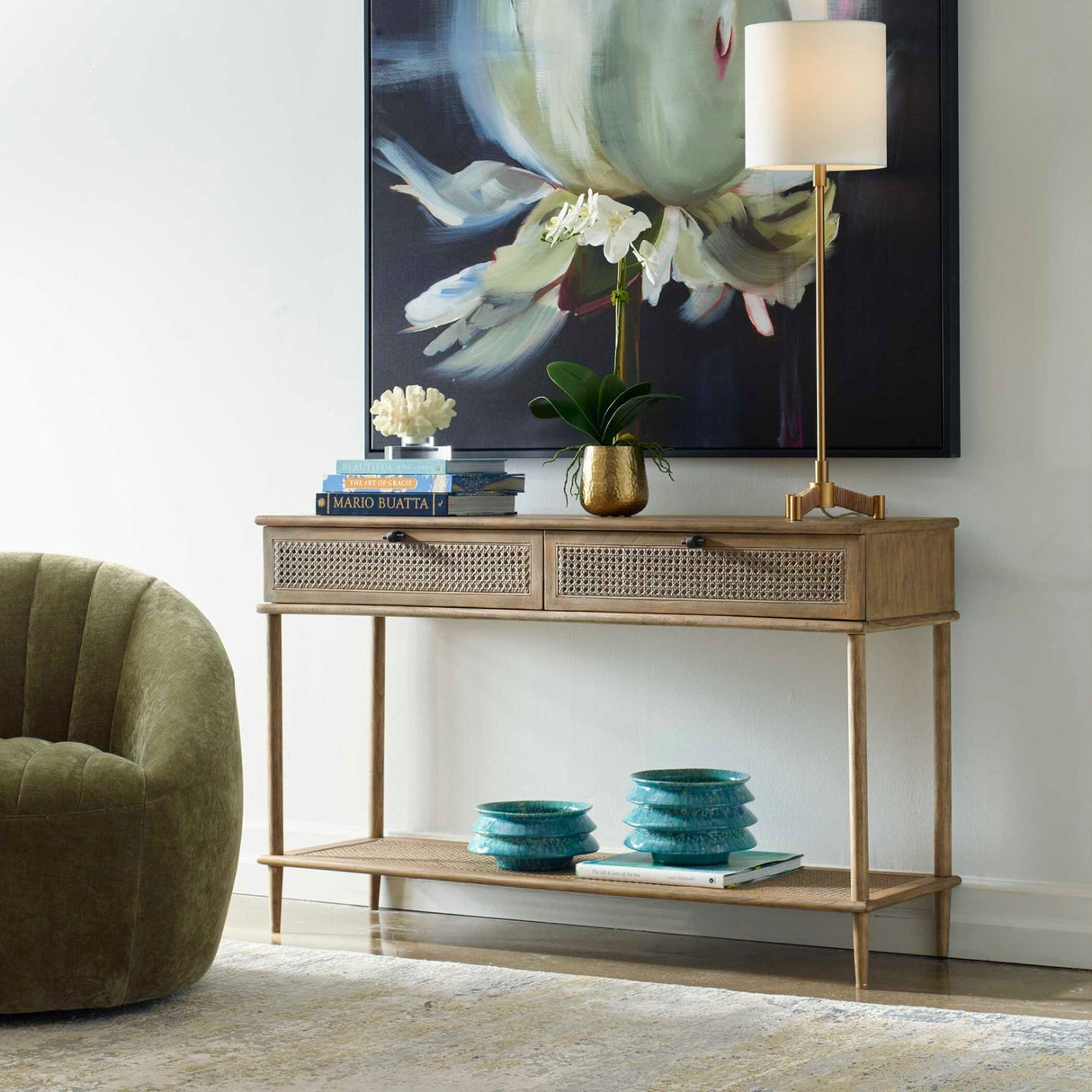 2-Drawer Cane Console Table by Uttermost Coast, alternate view 2