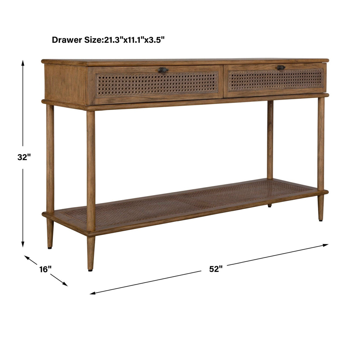 2-Drawer Cane Console Table by Uttermost Coast, alternate view 7