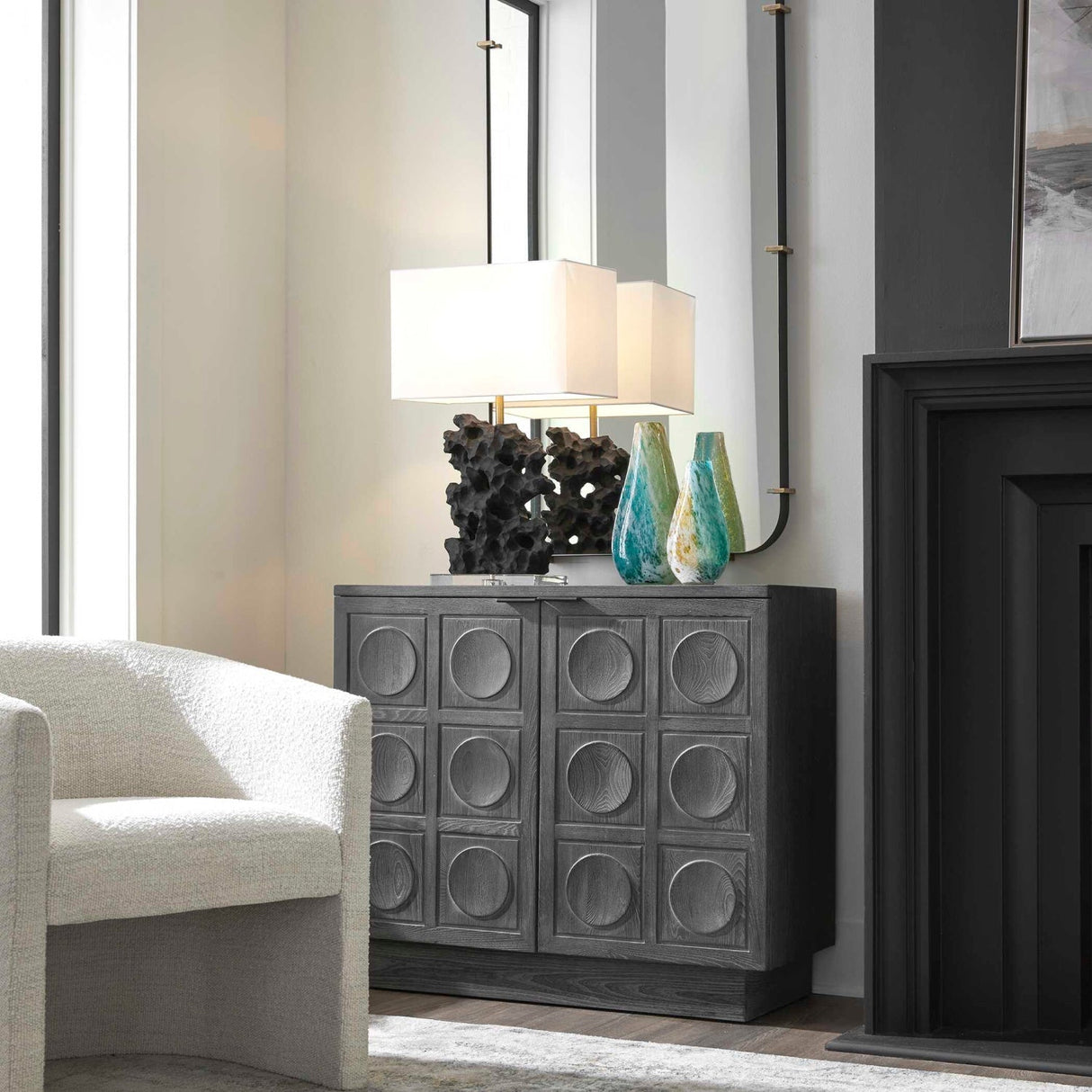 Circle Carved Elm 2-Door Cabinet by Uttermost Shelby, alternate view 9