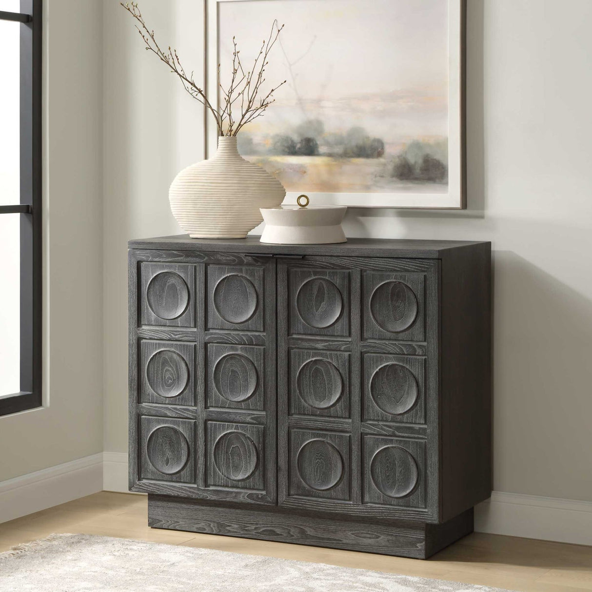 Circle Carved Elm 2-Door Cabinet by Uttermost Shelby, alternate view 10