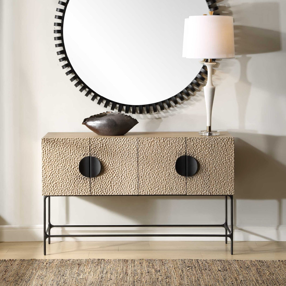 Elm Veneer 4-Door Cabinet by Uttermost Lunar, alternate view 2