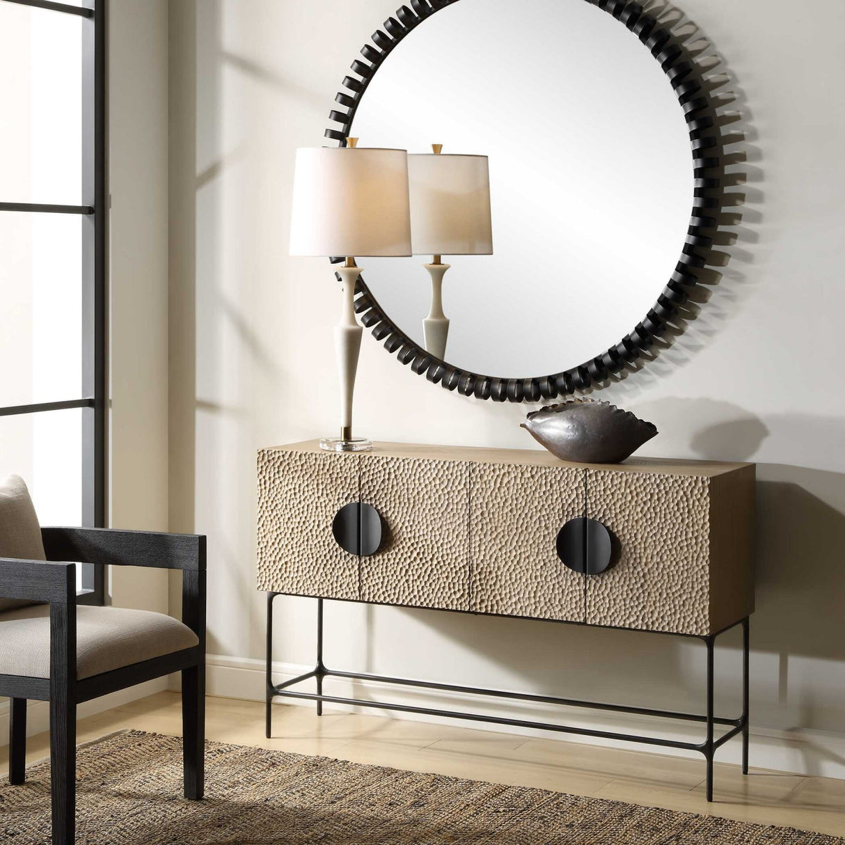 Modern European furniture - Elm Veneer 4-Door Cabinet - www.oroa.com