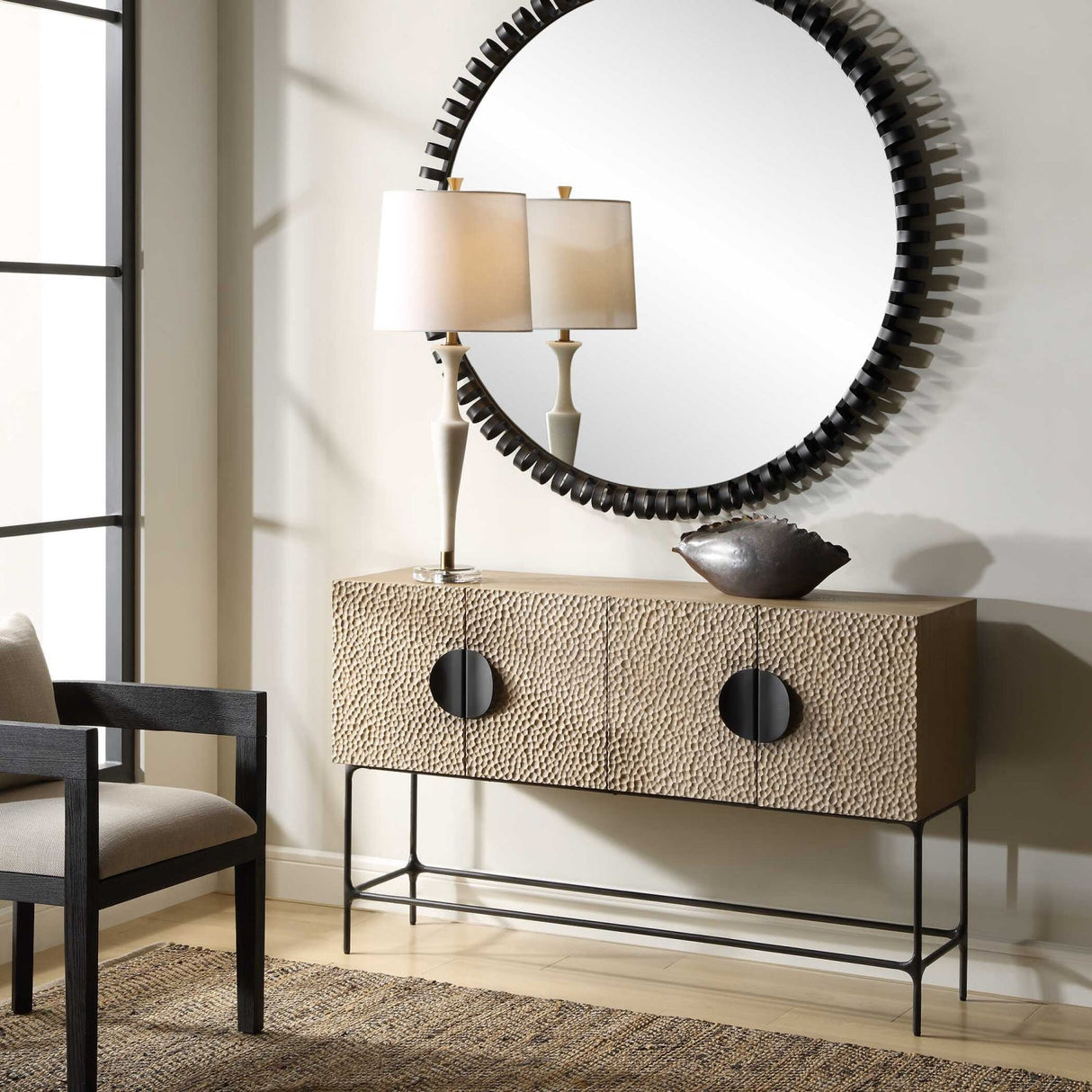 Elm Veneer 4-Door Cabinet by Uttermost Lunar, alternate view 9