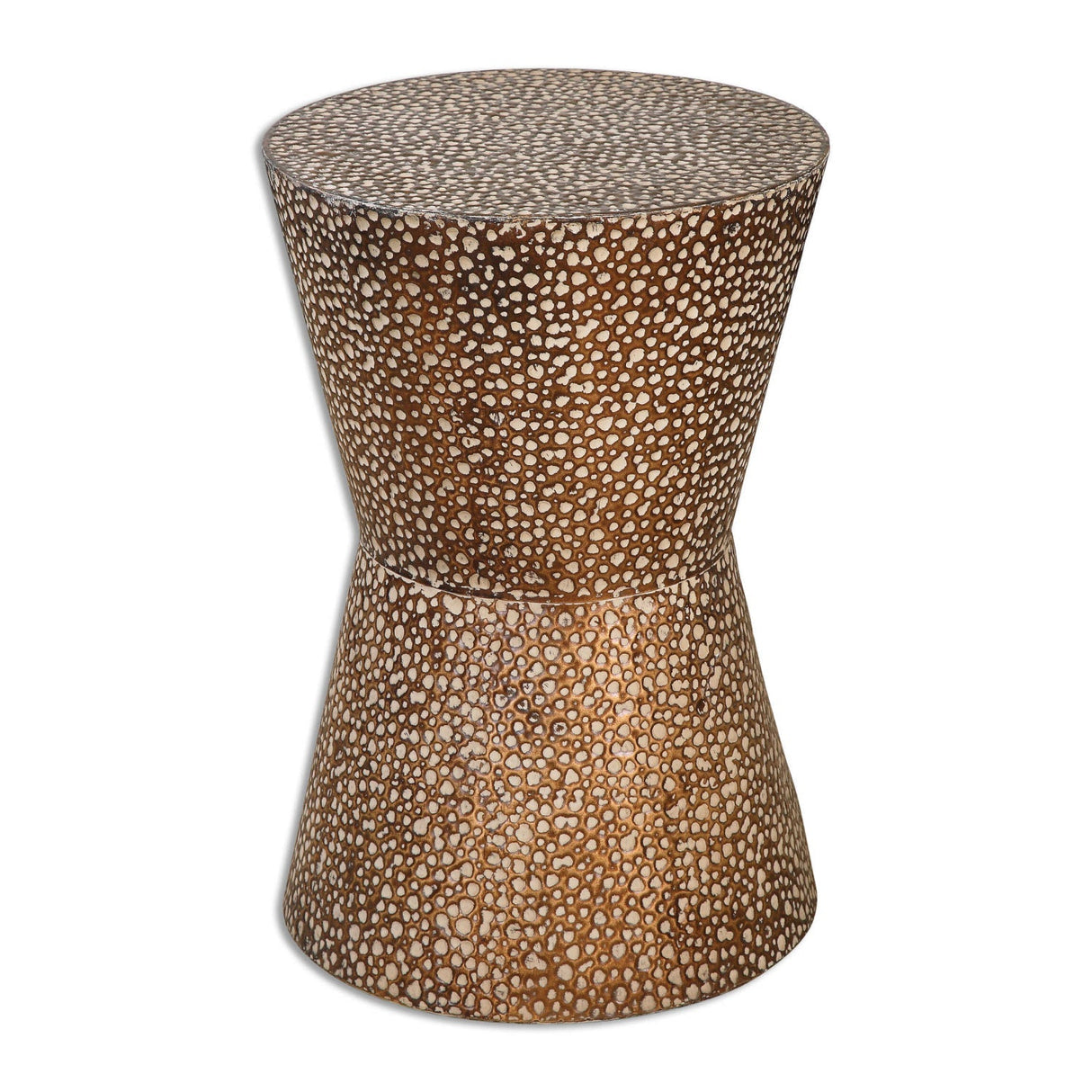 Hammered Bronze Hourglass Accent Table by Uttermost Cutler