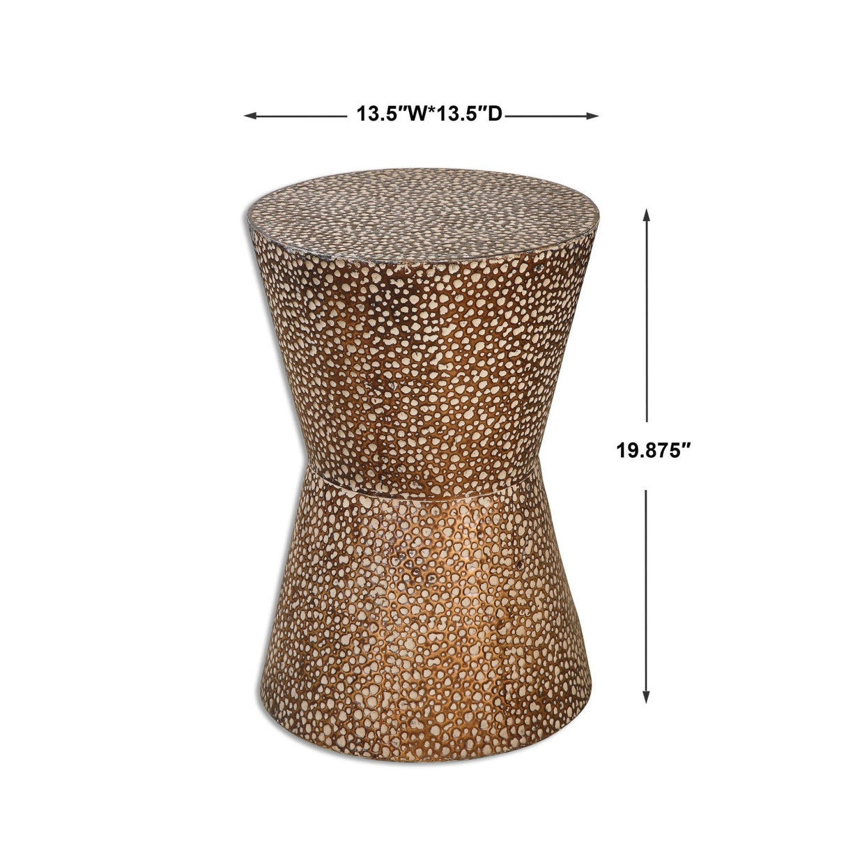 Hammered Bronze Hourglass Accent Table by Uttermost Cutler, alternate view 5