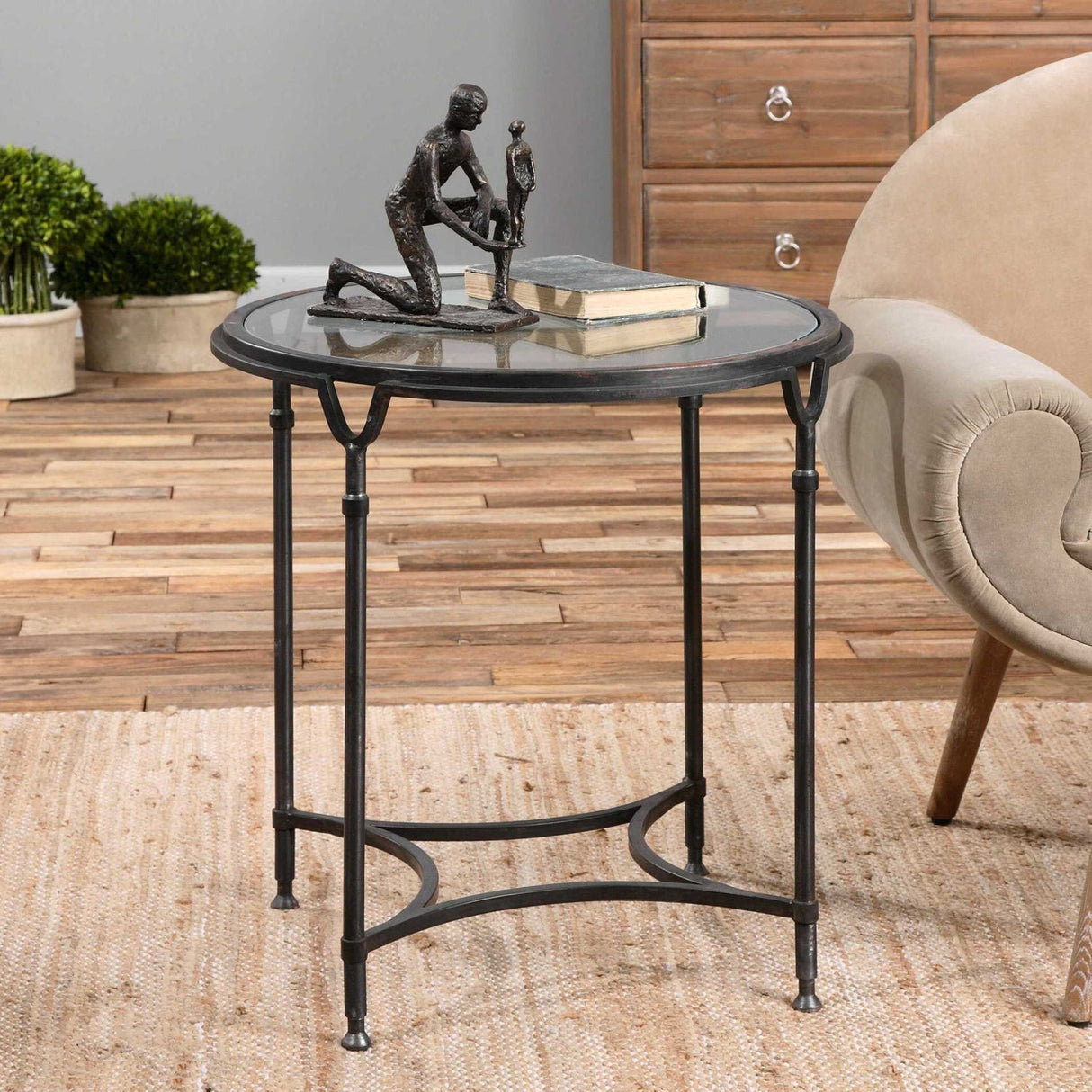 Black Steel Framed Side Table by Uttermost Samson, alternate view 2