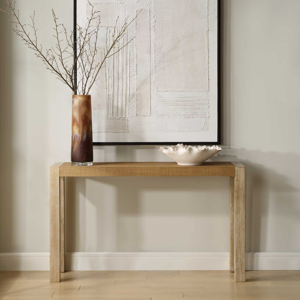 Modern European furniture - Textured Grasscloth Console Table - www.oroa.com