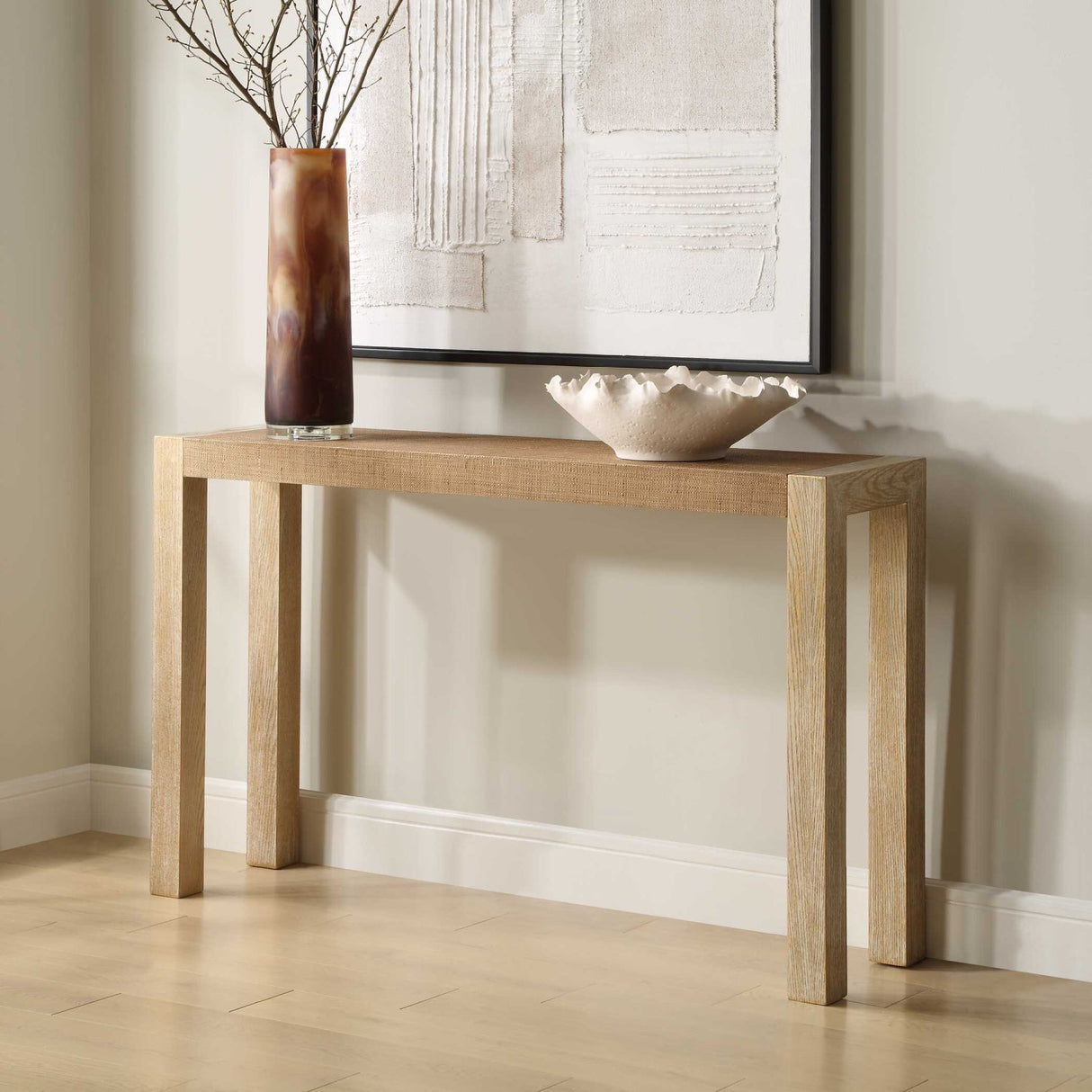 Modern European furniture - Textured Grasscloth Console Table - www.oroa.com