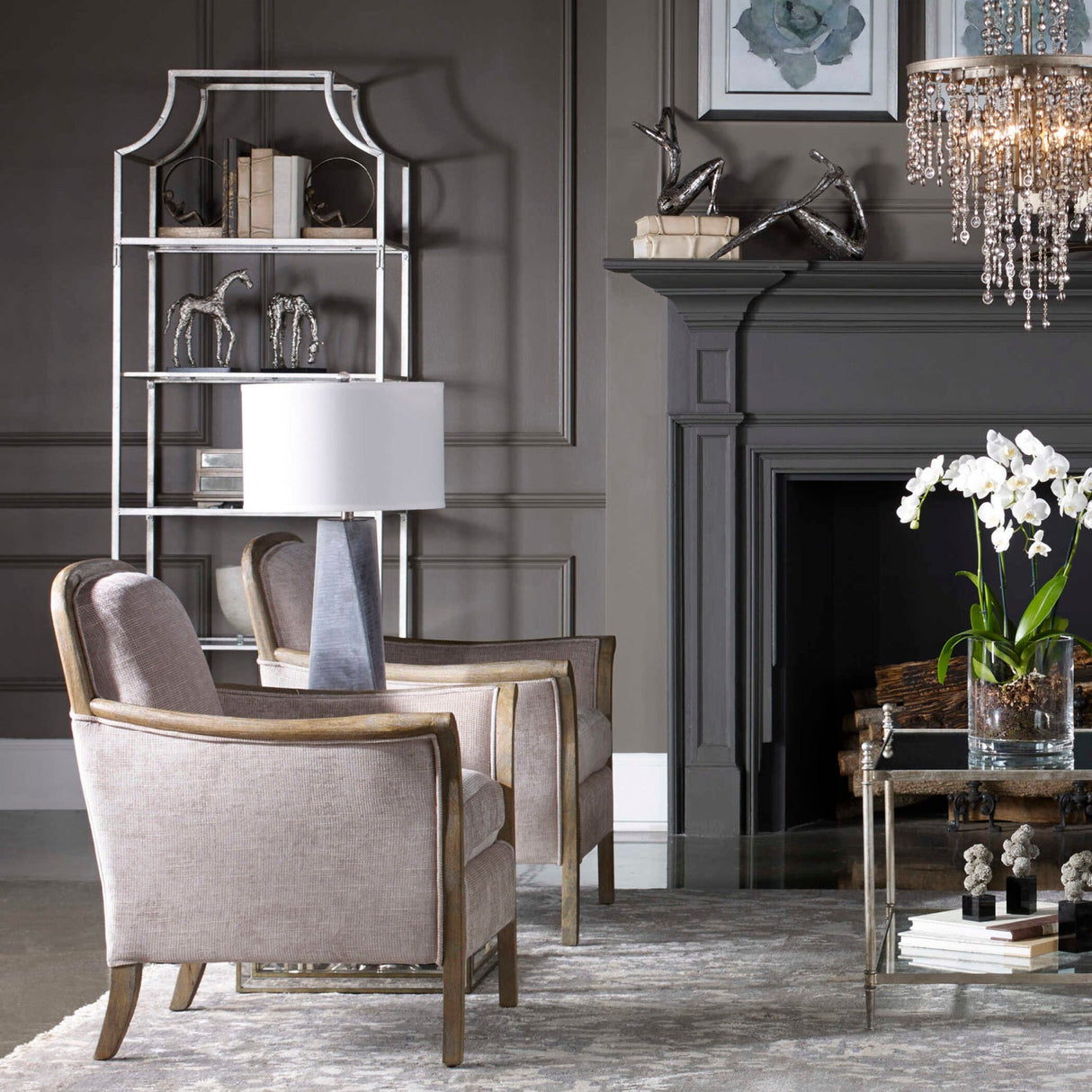Modern European furniture - Silver Leaf Glass Bookshelf - www.oroa.com