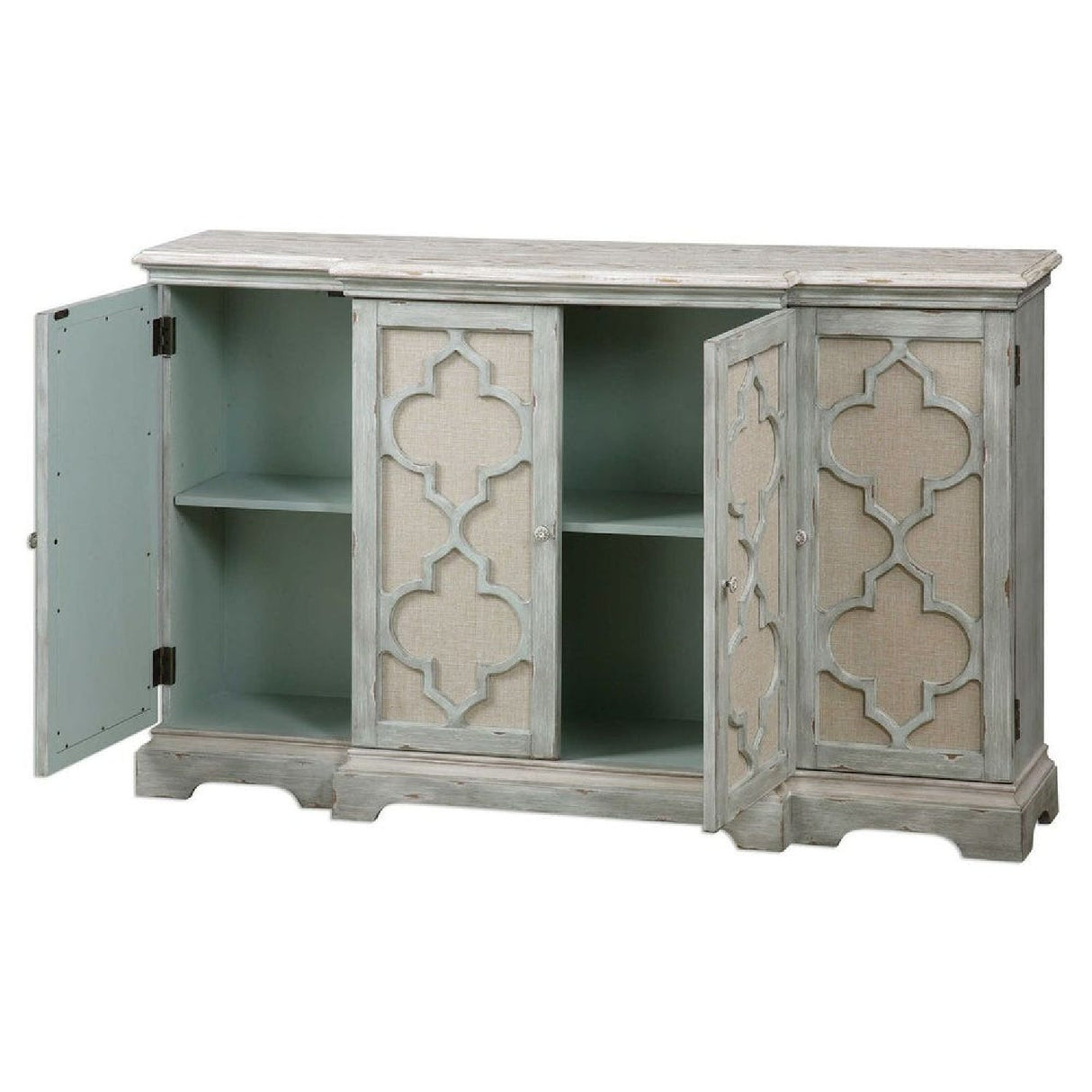 Gray Open-Carved 4-Door Cabinet by Uttermost Sophie, alternate view 4