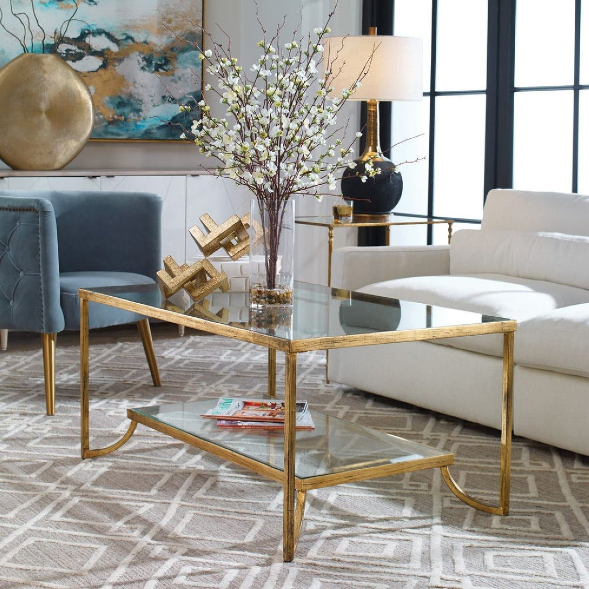 Gold Framed Coffee Table by Uttermost Katina, alternate view 5