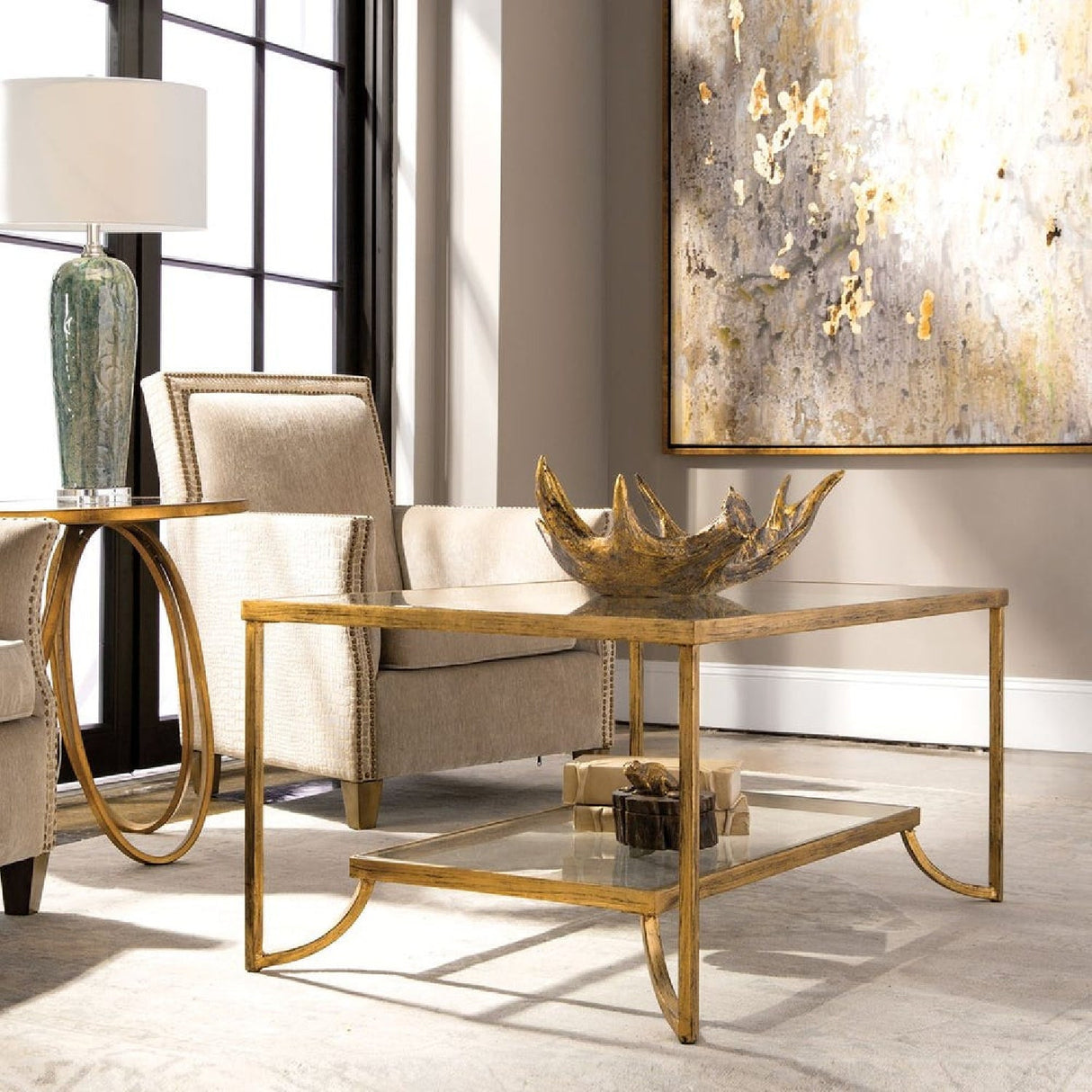 Gold Framed Coffee Table by Uttermost Katina, alternate view 6
