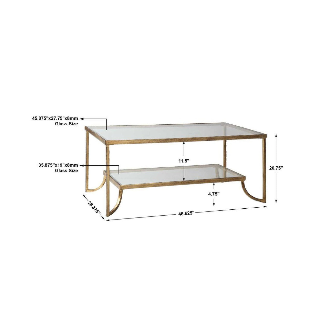 Gold Framed Coffee Table by Uttermost Katina, alternate view 7