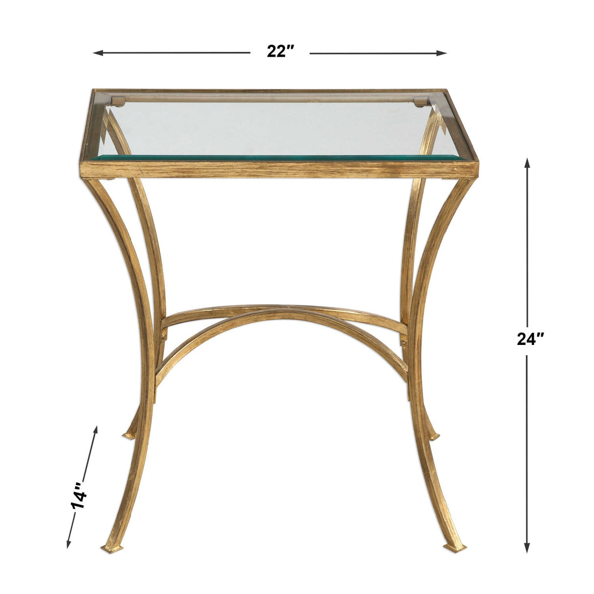 Gold Framed Glass End Table by Uttermost Alayna, alternate view 4