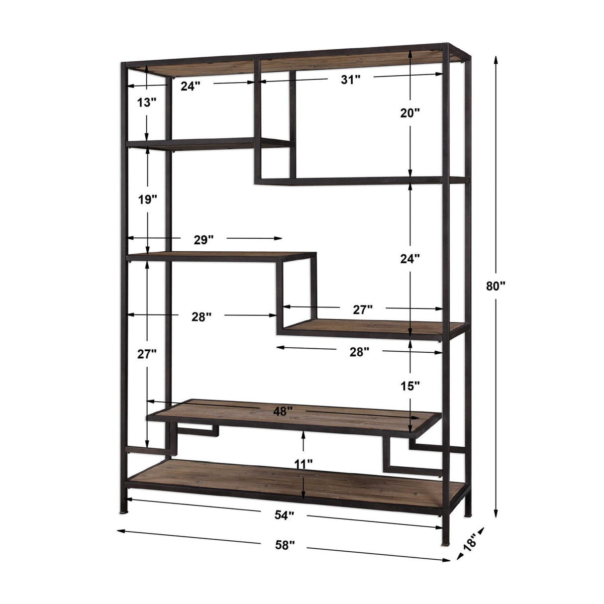 Modern European furniture - Pine Wood Staggered-Shelf Bookcase - www.oroa.com