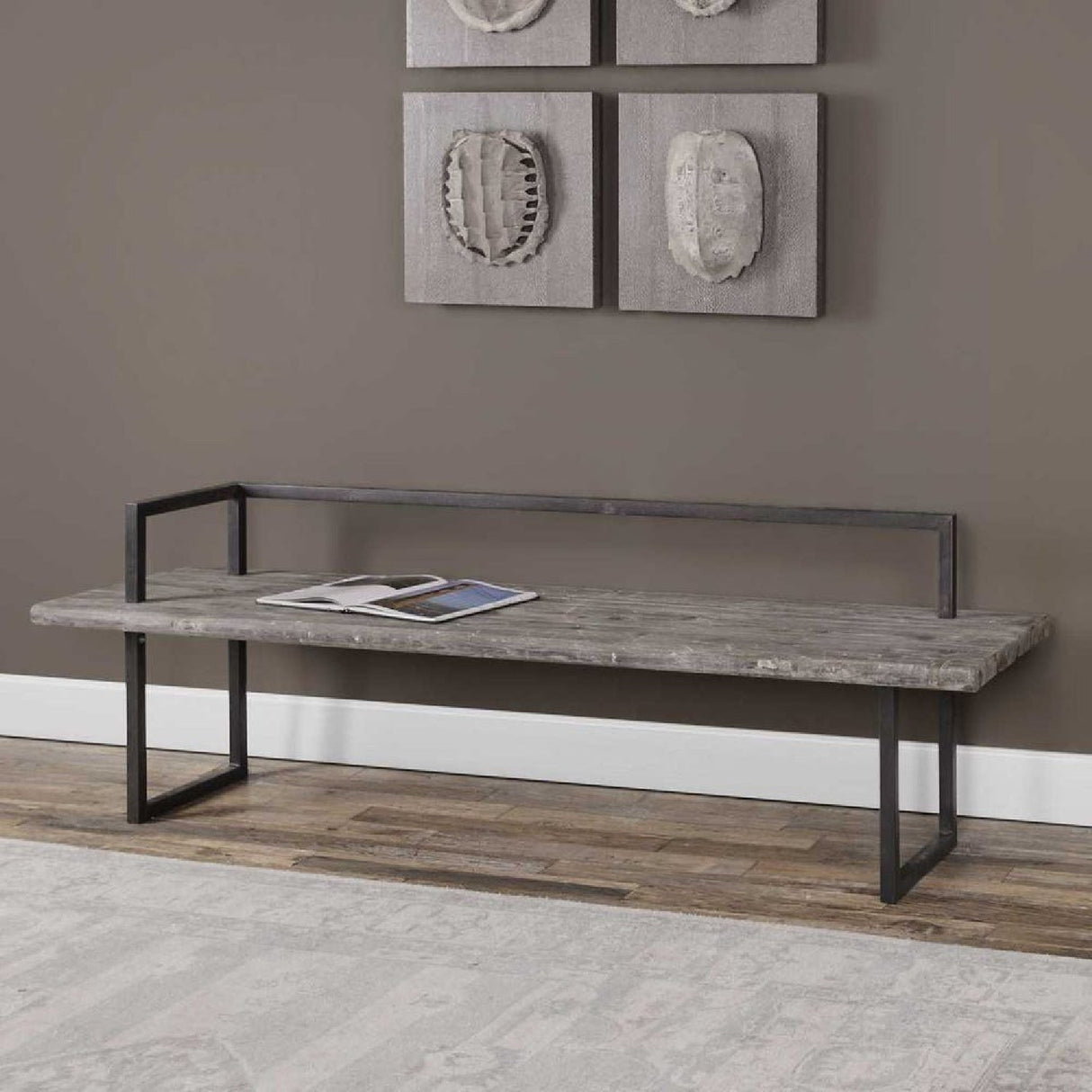 Solid Fir Wood Bench by Uttermost Herbert, alternate view 2