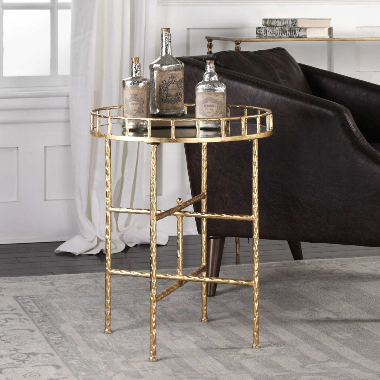 Gold Framed Mirror Accent Table by Uttermost Tilly, alternate view 2