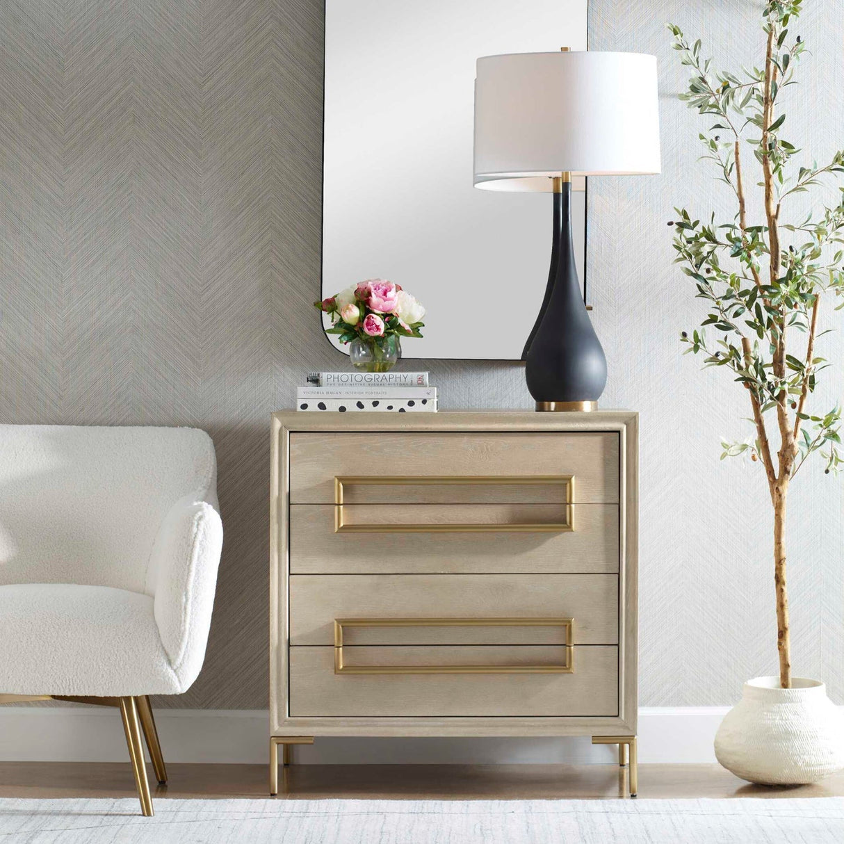 Light Oak 4-Drawer Accent Chest by Uttermost Alessia, alternate view 2