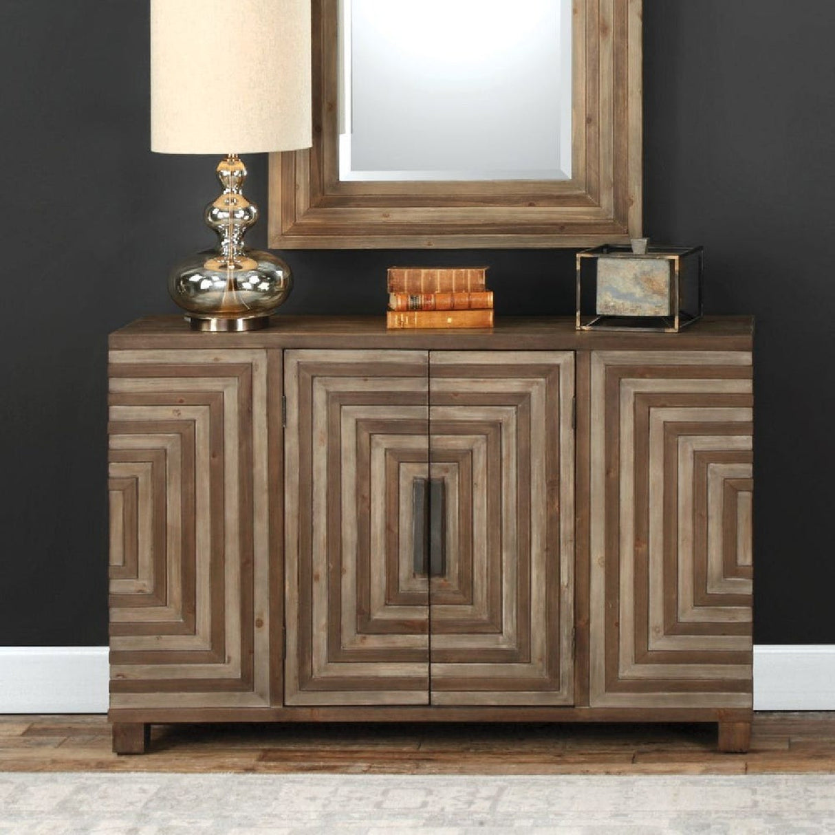 Fir Wood Parquet Console Cabinet by Uttermost Layton, alternate view 2