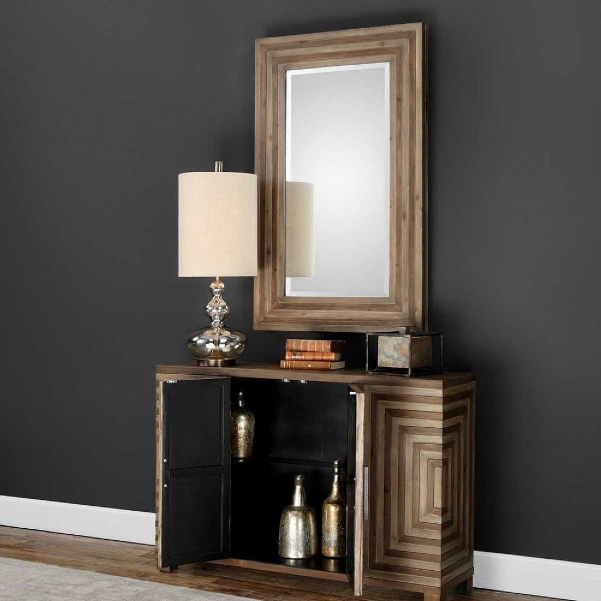 Fir Wood Parquet Console Cabinet by Uttermost Layton, alternate view 8