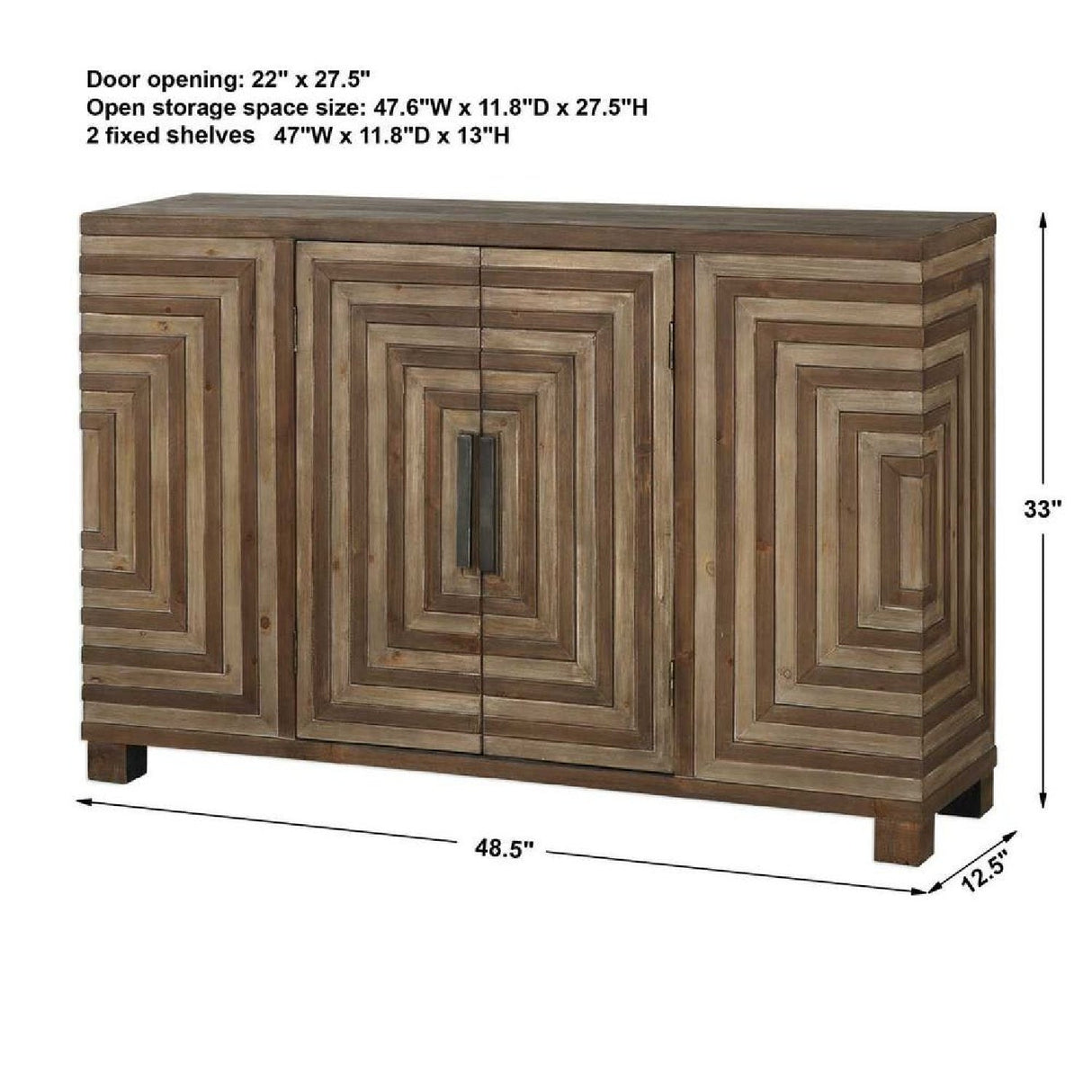 Fir Wood Parquet Console Cabinet by Uttermost Layton, alternate view 7