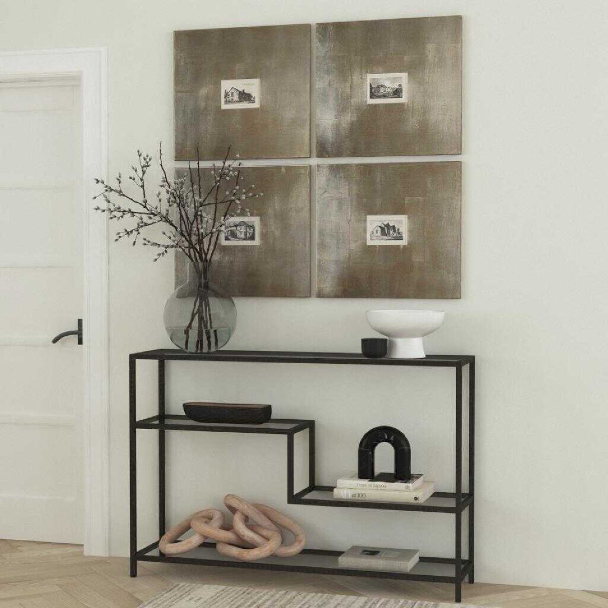 Black Iron Multilayered Console Table by Uttermost Leo, alternate view 2