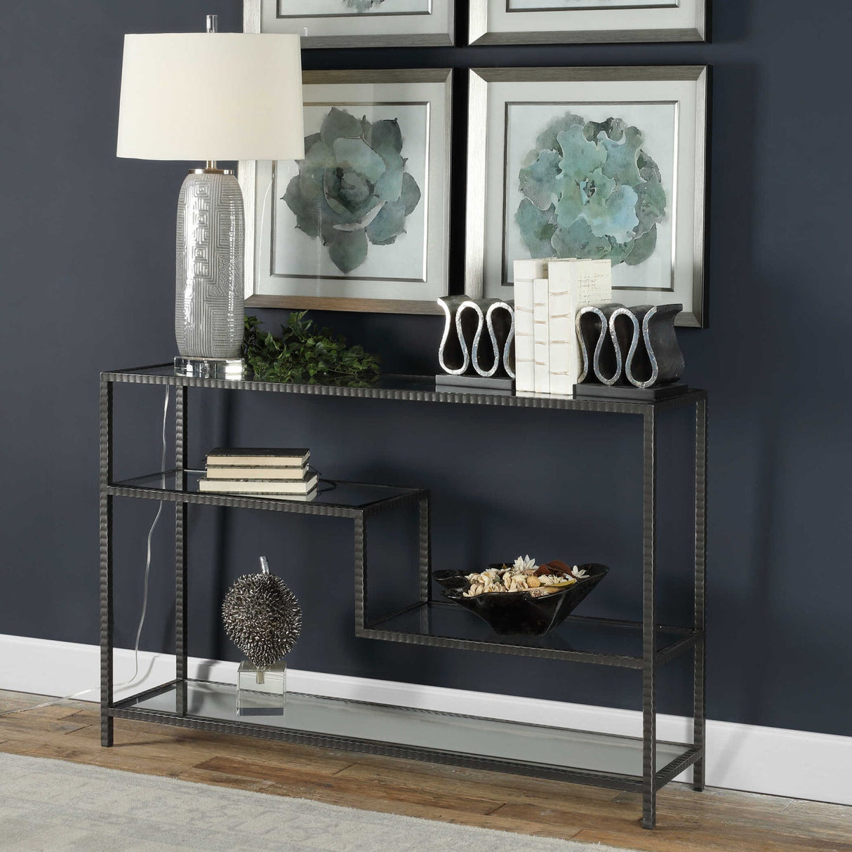 Black Iron Multilayered Console Table by Uttermost Leo, alternate view 5