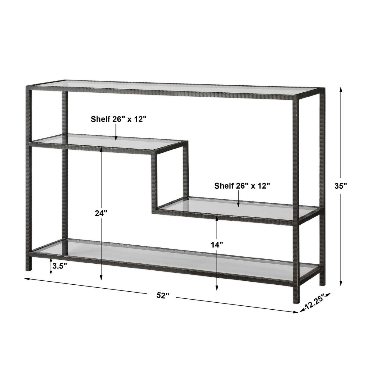 Black Iron Multilayered Console Table by Uttermost Leo, alternate view 6