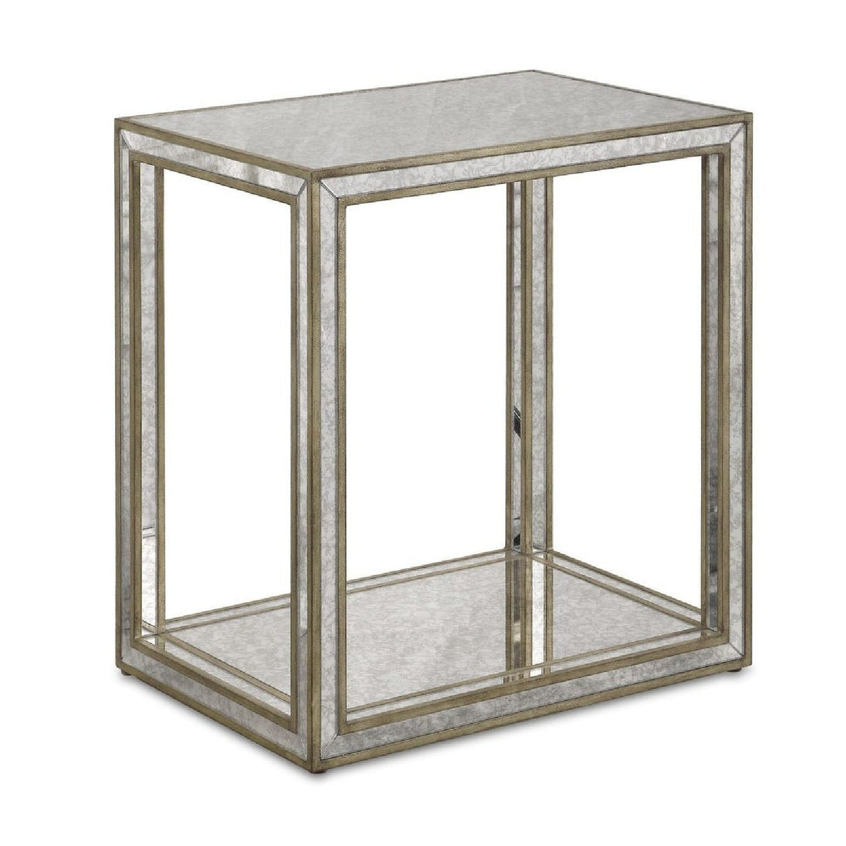 Modern European furniture - Mottled Antique Mirror End Table - www.oroa.com