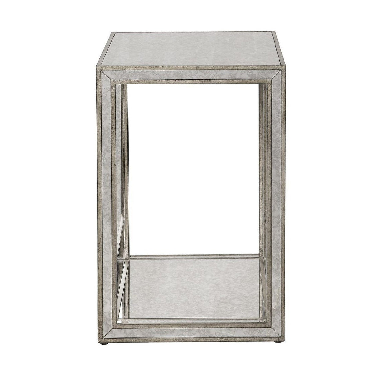 Modern European furniture - Mottled Antique Mirror End Table - www.oroa.com
