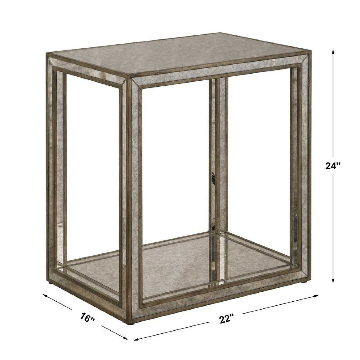 Modern European furniture - Mottled Antique Mirror End Table - www.oroa.com
