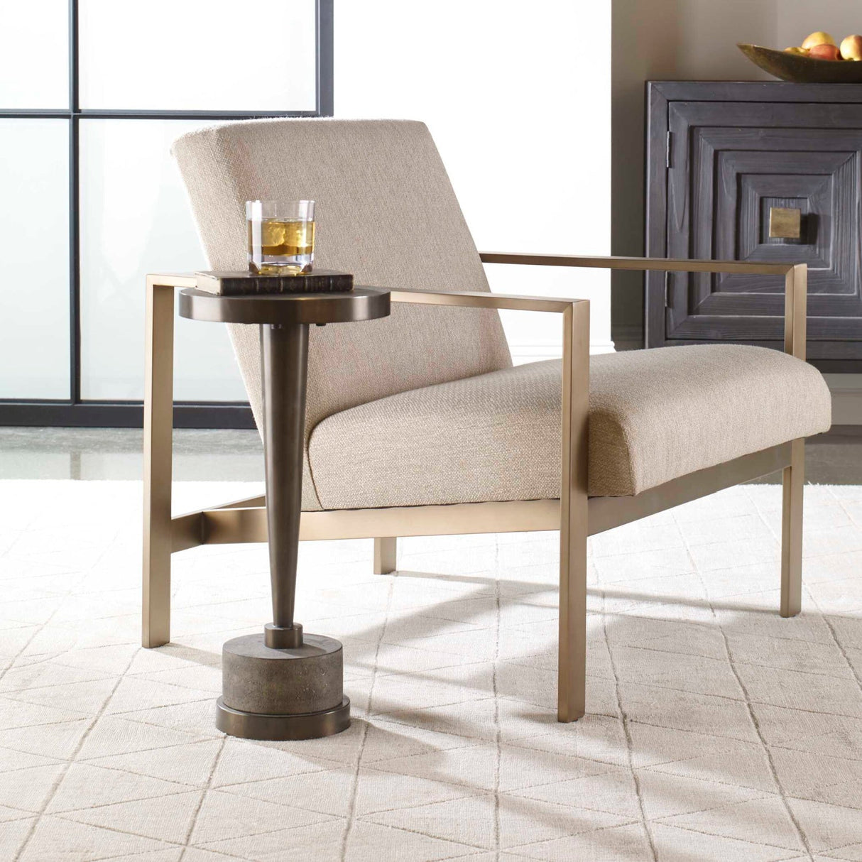 Bronze Pedestal Drink Table by Uttermost Masika, alternate view 2