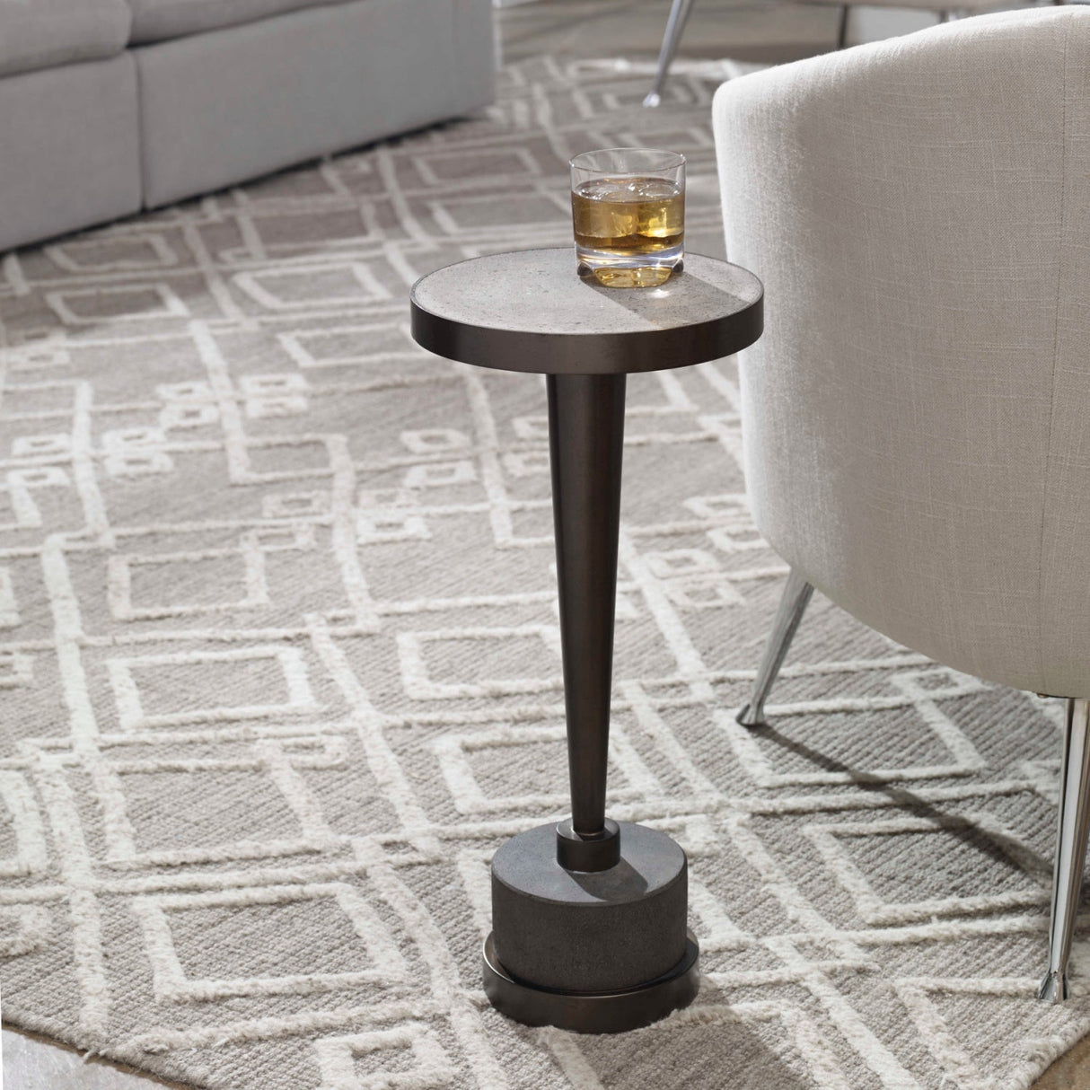 Bronze Pedestal Drink Table by Uttermost Masika, alternate view 5