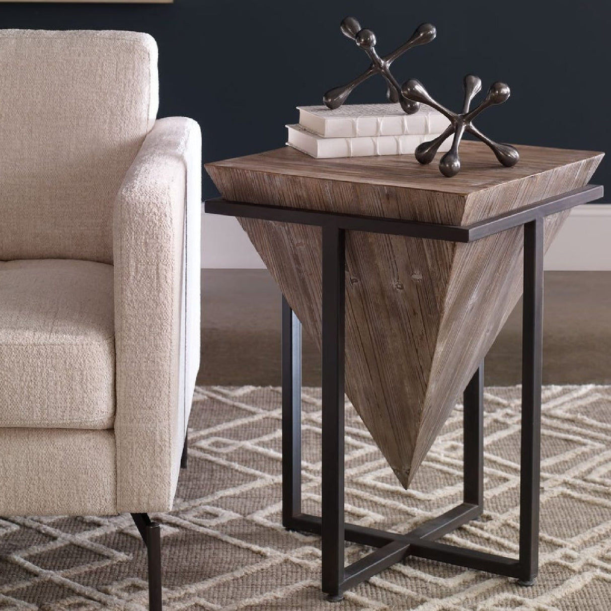 Modern European furniture - Fir Wood Pyramid Side Table - www.oroa.com