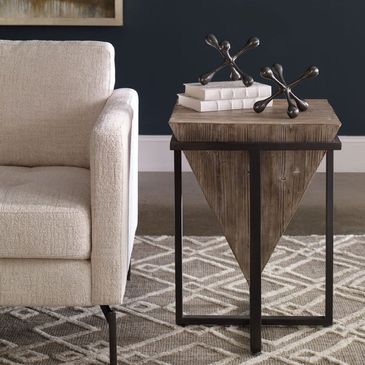 Modern European furniture - Fir Wood Pyramid Side Table - www.oroa.com