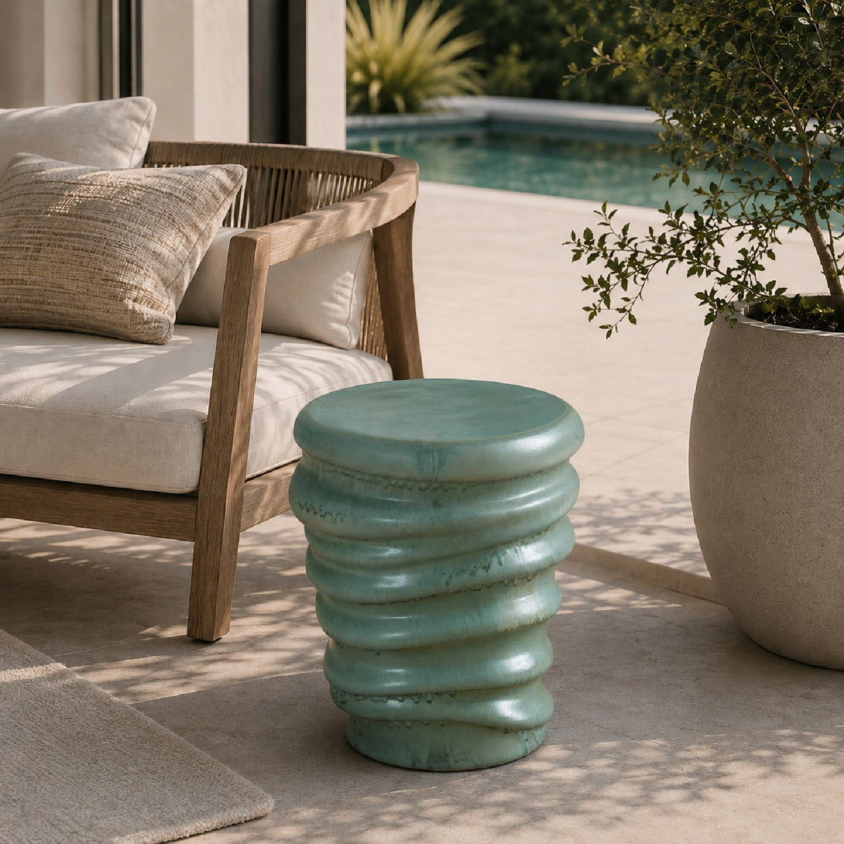 Modern European furniture - Blue-Green Organic Garden Stool - www.oroa.com