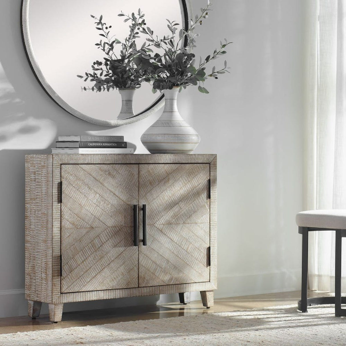 Whitewashed Fir Wood 2-Door Cabinet by Uttermost Adalind, alternate view 2