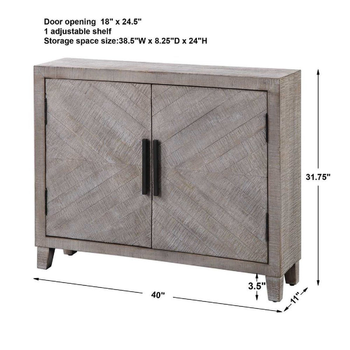 Whitewashed Fir Wood 2-Door Cabinet by Uttermost Adalind, alternate view 8