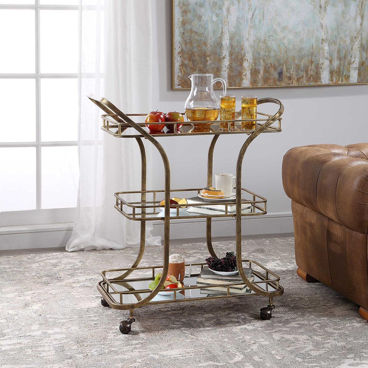 Modern European furniture - 3-Shelves Mirrored Serving Cart - www.oroa.com