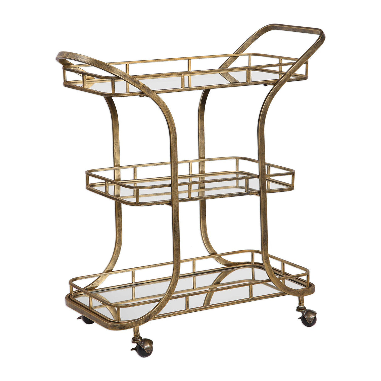 Modern European furniture - 3-Shelves Mirrored Serving Cart - www.oroa.com