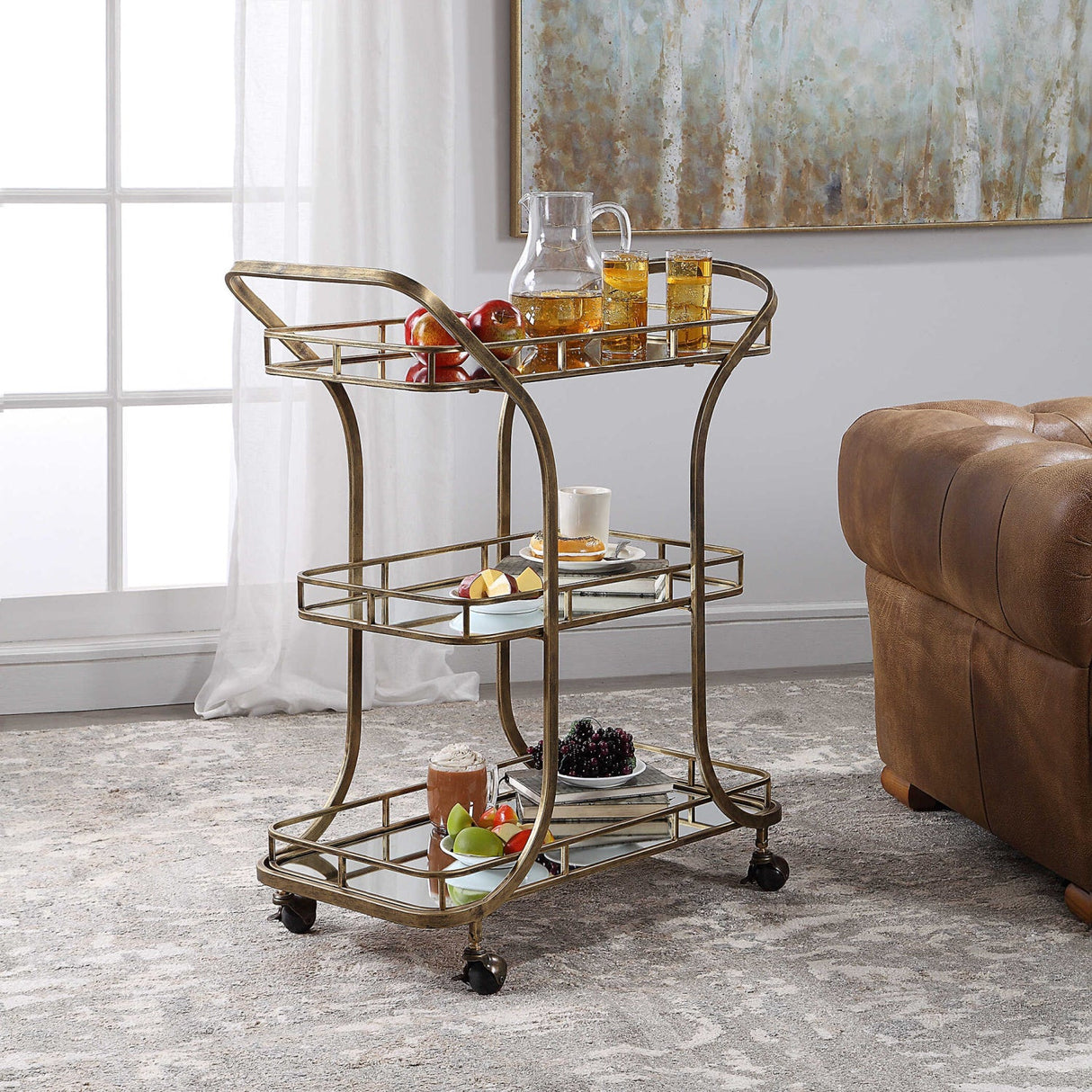 Modern European furniture - 3-Shelves Mirrored Serving Cart - www.oroa.com