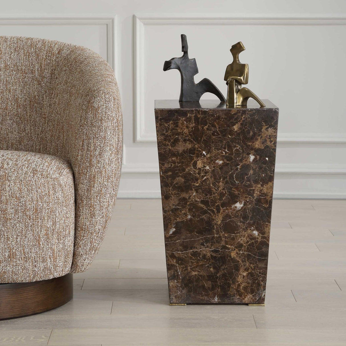 Modern European furniture - Emperador Brown Marble Accent Table - www.oroa.com