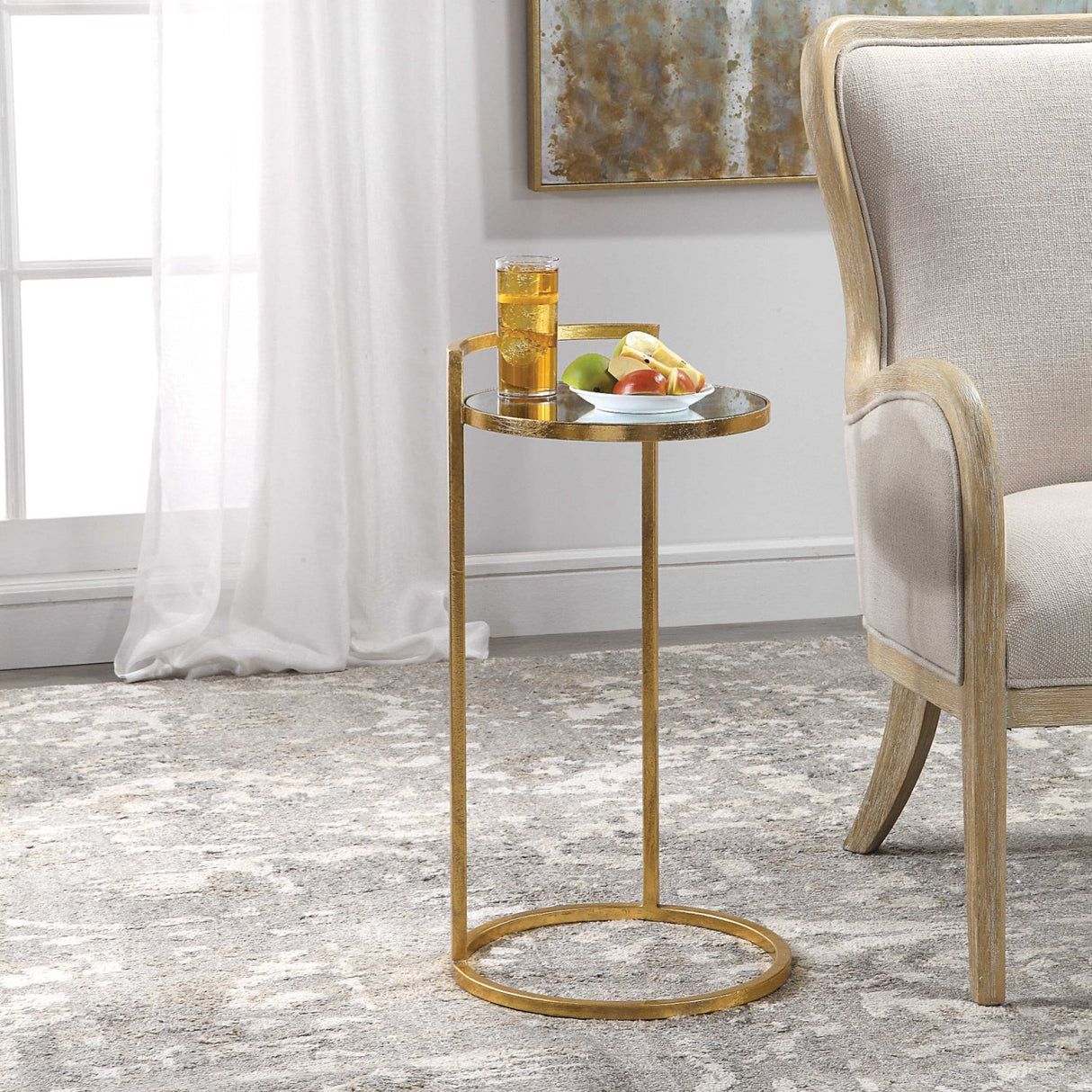 Gold Framed Mirror Accent Table by Uttermost Cailin, alternate view 2